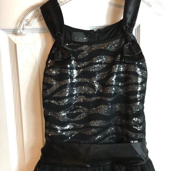 Biscotti Roaring 20's Style Blk Sequin & Satin Girls Party Dress Sz 12 - Picture 2 of 10